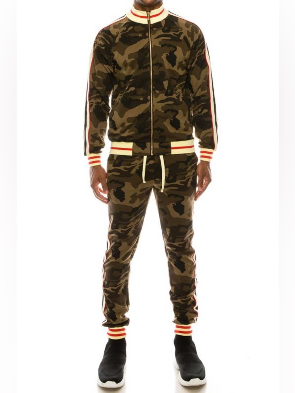 Camouflage Track Jacket & Jogger Set - Olive Camo